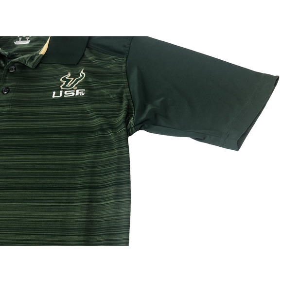 Champion NCAA USF Bulls Men's Polo Shirt Medium Green Striped Short Sleeve - Picture 4 of 10